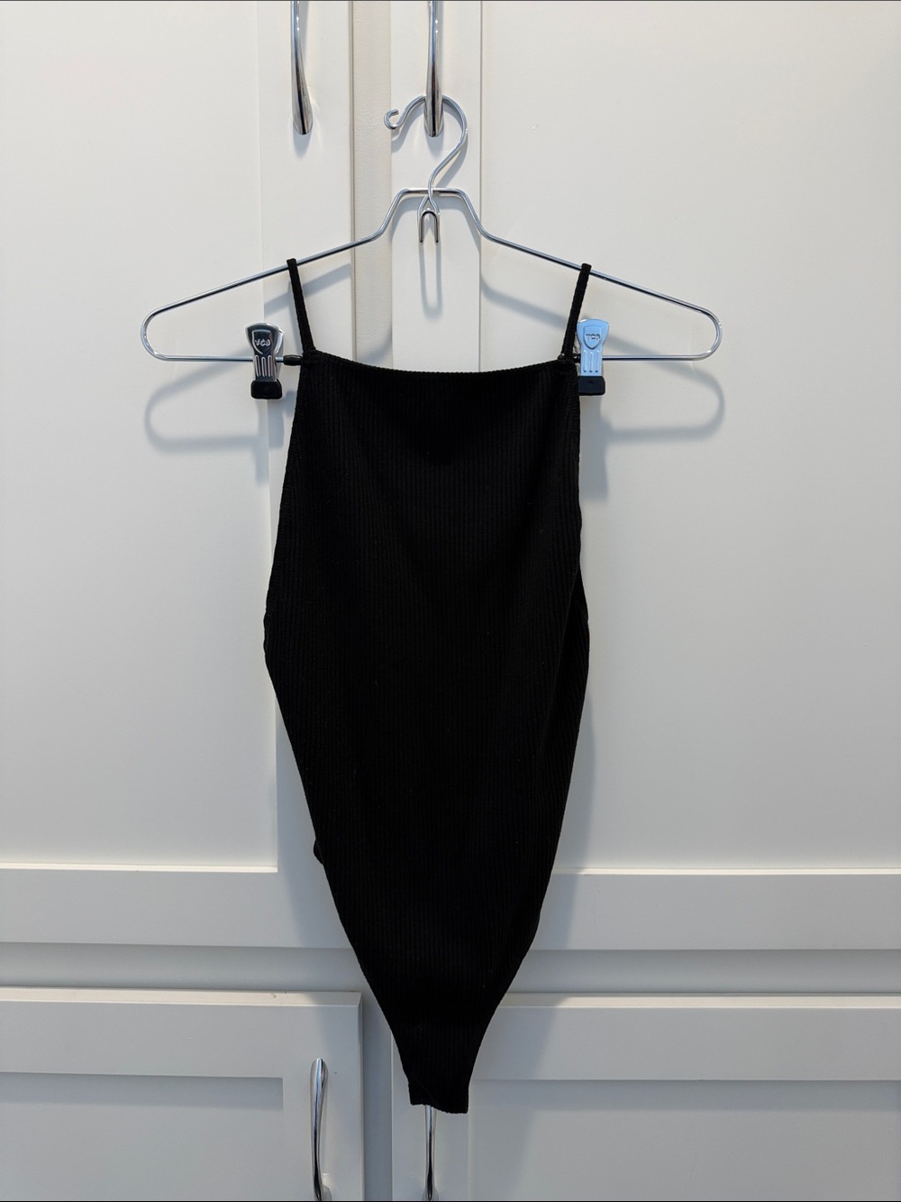 Ribbed Reformation Black Bodysuit / High Neck Tencel Small